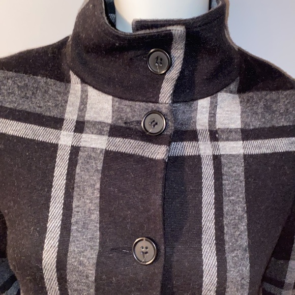 Beautiful black and gray Burberry print wool jacket, Chinese style collar - Picture 2 of 7